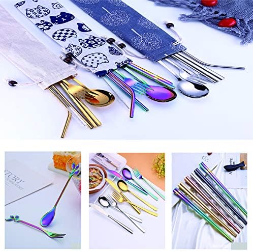 Travel Utensils Set with Case Reusable Stainless Steel Silverware Flatware Set 9 Pcs Portable Cutlery Eating Utensils Set for Lunch Boxes Workplace Camping School, Dishwasher Safe (Black)