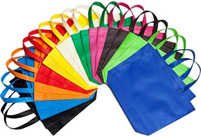 LOUHUA Reusable Gift Bag With Handles 22 Pcs Large Tote Bags Bulk 11 Colors for Shopping Groceries Birthday Party Favor Snacks DIY Painting Halloween Christmas Gift, 15 Inch ×13 Inch