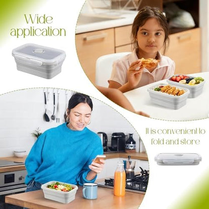10Pcs Silicone Collapsible Food Storage Containers with Airtight Lids,17oz