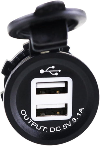 5v Dual USB Car and Motorcycle Charger Socket for Mobile Devices Suitable for Vehicles Powers Two Devices Simultaneously Indicator