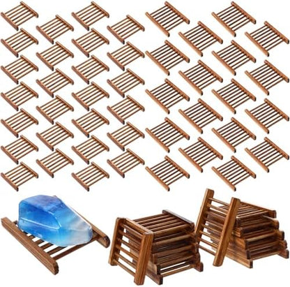 Sawysine 50 Pcs Bamboo Soap Holder Self Draining,Charcoal Color