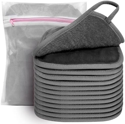 KODAMO Makeup Remover Cloth, 6 inch x 6 inch Reusable Makeup Remover Towels with Laundry Bag, Microfiber Makeup Removal Face Wash Cloths with Just Water, 12 Pack, Grey
