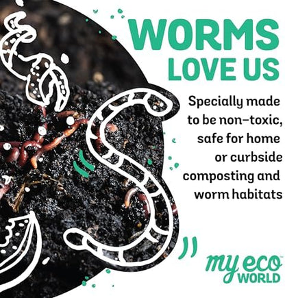 MyEcoWorld® Compostable Kitchen Waste Bags - 25 Count - 100% Certified Compostable - 3 Gallon - Super Strong - Leak Proof - Unscented - Easy to Open