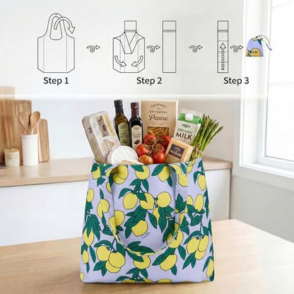 Stelle Lightweight Reusable Grocery Bag with Handles Ripstop Nylon Foldable Tote Shopping Bags for Travel and Groceries
