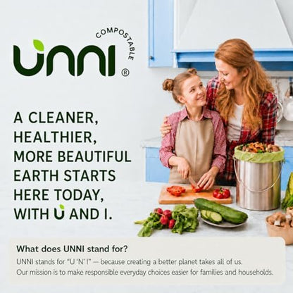 UNNI 1.6 Gallon Compostable Bags with Easy-Tie Handles, 6 Liter, 50 Count