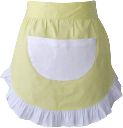 CRB Fashion Waist Apron Kitchen Cooking Restaurant Cotton Bistro Half Aprons with Pockets For Woman