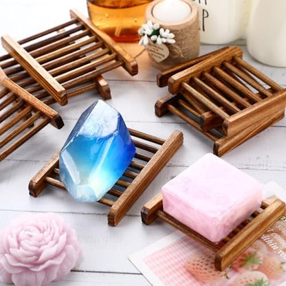 Sawysine 50 Pcs Bamboo Soap Holder Self Draining,Charcoal Color
