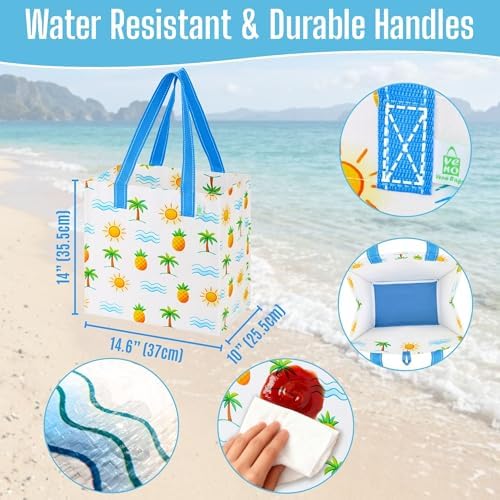 VENO 4 Pack Large Grocery Bag Reusable Shopping Bags with Hard Bottom