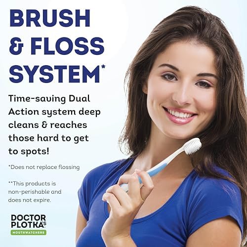 MOUTHWATCHERS Soft Manual Toothbrush, Adults, Flossing Bristles, Blue