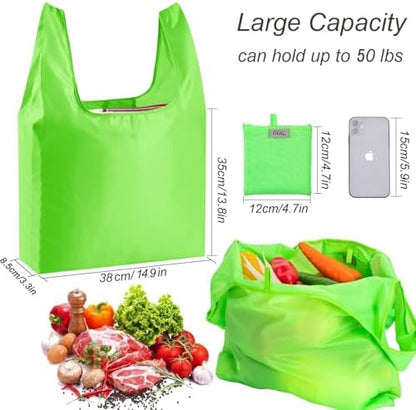 Large Reusable Bags Shopping Washable Foldable 6 Pack Grocery Bags Heavy Duty Lightweight Folding Gift Tote Bag Durable Polyester Color