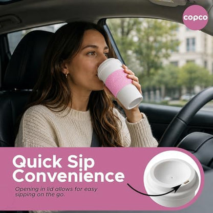 Copco Acadia 16 oz Travel Mug - Insulated Reusable Coffee Tumbler with Double-Walled Plastic, Leak-Proof Lid, BPA-Free - Portable Mug for Hot & Cold Drinks, Cup Holder Friendly (Bubble Gum)
