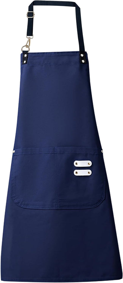 Lisianthus 2 Pack Adjustable Bib Aprons for Women with Pockets, Men's Kitchen Cooking Apron