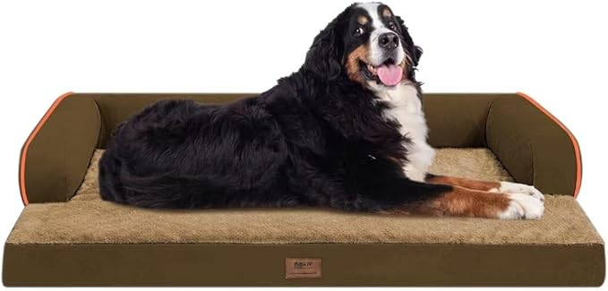 Orthopedic Large Dog Bed Washable: Brown Gaint Size Dog Beds with Removable Washable Cover, XXXL Large Orthopedic Sofa for Big Pet Dogs