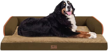 Orthopedic Large Dog Bed Washable: Brown Gaint Size Dog Beds with Removable Washable Cover, XXXL Large Orthopedic Sofa for Big Pet Dogs