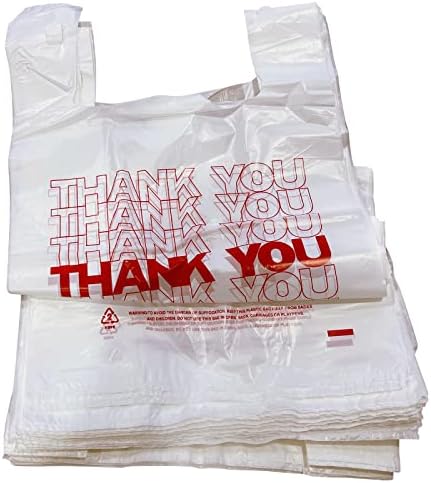 TashiBox 400Ct Plastic Bags with Handles, Thank You Bags