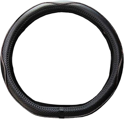 Mayco Bell Flat Bottom Steering Wheel Cover Anti-Slip,Safety,Soft,Breathable,Durable,Full Surround,Comfortable Grip Microfiber Leather (D Shape, Black Gray)