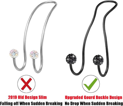 MTGOCHA Bling Purse Hook for Car Headrest, Upgraded Cute Car Seat Hooks for Bag Handbag, Durable Stainless Auto Purse Hanger Holder 2 Pack, All Black