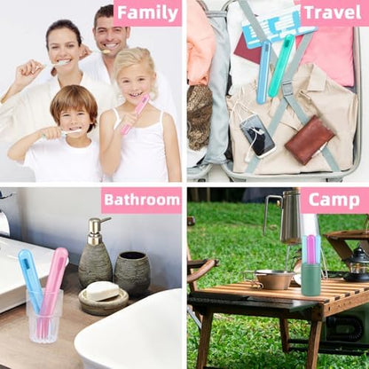 Hooqict 4 Pack Travel Toothbrush Case Portable Travel Toothbrush Holder Plastic Toothbrush Container Protector Cover Case for Traveling, Bathroom, Camping, Home, School, Business