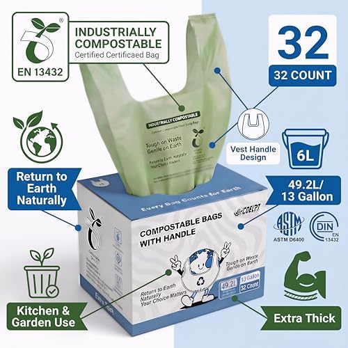 Compostable Bags, 13 Gallon, 128 Count, 49.2 Liter