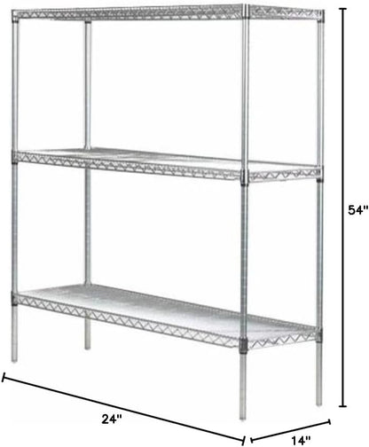 Omega 14" Deep x 24" Wide x 54" High 3 Tier Chrome Starter Shelving Unit