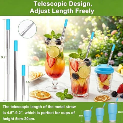 Kynup Reusable Collapsible Metal Straws, Cruise Ship Essentials (3Packs)