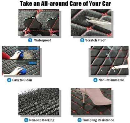 Custom Car Floor Mat Compatible with 97% Car Models Luxury Leather All Weather Waterproof Anti-Skid Full Coverage Car Mats (Gray with Black)