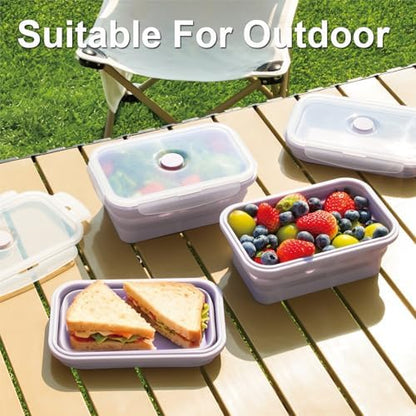 Collapsible Food Storage Containers with Airtight Lid & Vent Valve, 27 oz