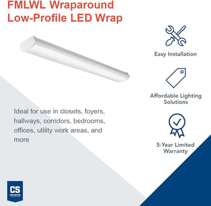 Lithonia Lighting 4 Foot LED Light Fixture, Low-Profile LED Wraparound Flush