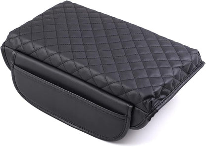 Leather Center Console Lid Cover,Seat Armrest Pad，Armrest Arm Rest Cushion,Center Console Armrest Cover for Tesla Model 3/Y (with Side Pockets)