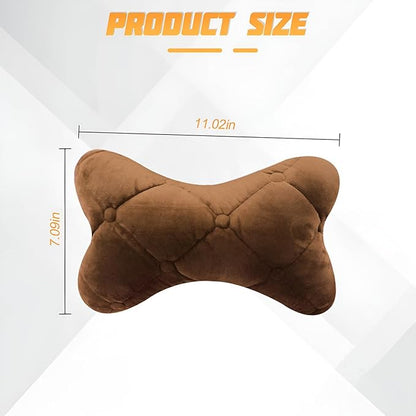 2PCS Car Headrest Pillow, Soft Comfortable Vehicle Neck Pillow Cushion, Automotive Interior Head Rest Pad Accessories for Driving Fatigue Relief, Universal for SUV, Sedan, Truck (Khaki)