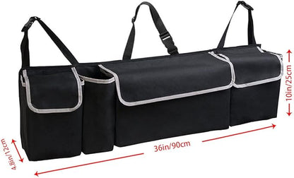 Tianle Backseat Trunk Organizer for Car - Durable Trunk Hanging Storage Bag with 4 Large Storage Pocket & 3 Adjustable Buckles Space Saving Expert (Black A)