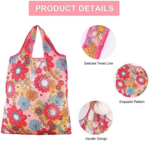 Reusable Floral Grocery Bag 35 Pack Foldable Machine Washable Bag