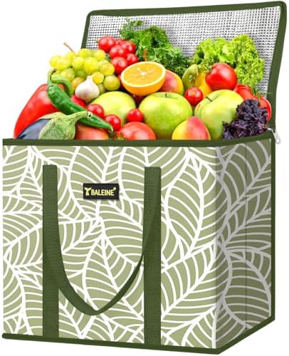 BALEINE 1PK Insulated Reusable Grocery Bag, Heavy Duty Shopping Tote