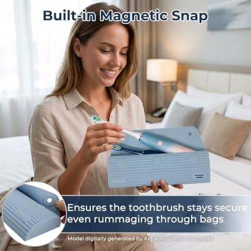 Electric Toothbrush Travel Case with 2 Head Covers, Blue
