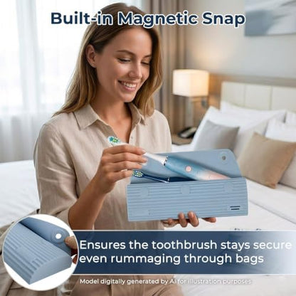 Electric Toothbrush Travel Case with 2 Head Covers, Blue