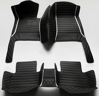 Custom Personalized Floor Mats for Cars，Luxury Full Coverage All Weather Car Floor Mats，Anti-Slip Leather Car Mat Set ，Custom Floor Mats for 99% of Cars, Trucks & SUVs (All Black White)