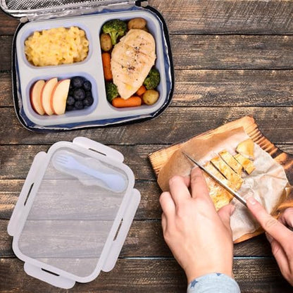 Big Collapsible Silicone Bento Lunch Box With Insulated Lunch Bag, 45.6oz Food Containers with 3 Compartment, Bento Bag, Designed for Fresh Lunch On the Go