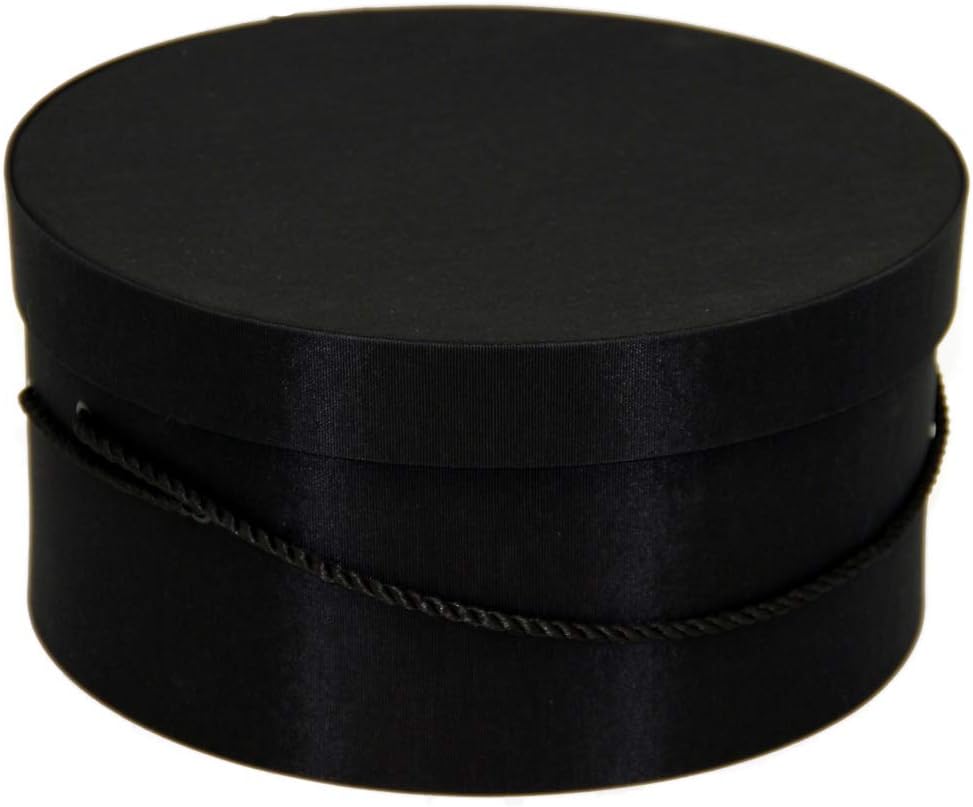 Sarah's Hat Boxes Classic Black Hat Box – 12.75" x 6.5" (Dia. x Ht.) Handmade in USA – Odorless Non-Toxic Adhesive, Cording Handle – Premium Storage for Hats & Accessories