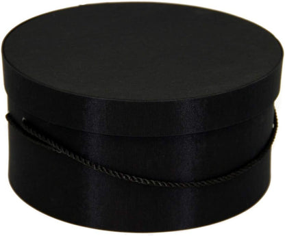 Sarah's Hat Boxes Classic Black Hat Box – 12.75" x 6.5" (Dia. x Ht.) Handmade in USA – Odorless Non-Toxic Adhesive, Cording Handle – Premium Storage for Hats & Accessories