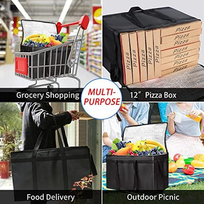 2-Pack Insulated Food Delivery Bag, XXX-Large Cooler Bags, Black