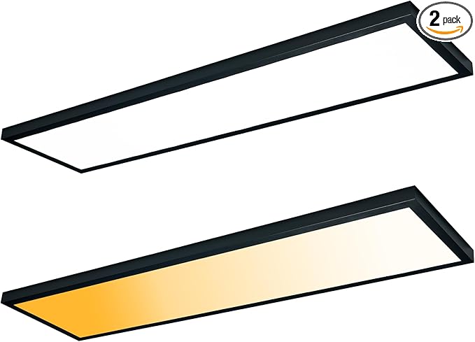 Mcacggo Black 1x4 LED Flat Panel Light Surface Mount, 5000K-4000K-3000K