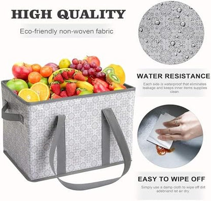 Reusable Grocery Bags 6 Pack, Foldable & Water Resistant Shopping Bags