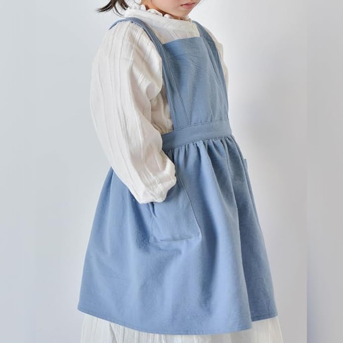ODIZLI Frill Apron for Women Cotton Cross Back Vintage Ruffle Apron for Garden Cooking Aprons