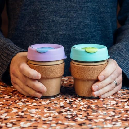 KeepCup Brew Cork, Reusable Glass Tumbler with Natural Cork, Tall Coffee Cup 12oz / 340ml - Moonlight