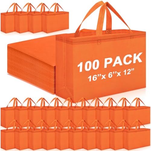 Windyun Reusable Grocery Bags Large Non Woven Shopping Bags with Handles Foldable Portable Tote, 16x6x12 Inch