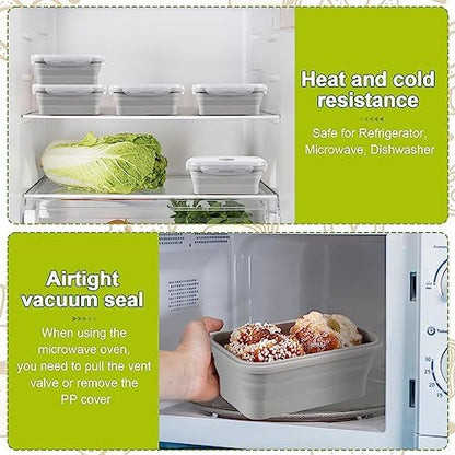 Mifoci 8 Sets of Silicone Collapsible Bowls, Gray, 17 Oz/ 500 ml