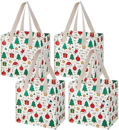 VENO 4 Pack Large Grocery Bag Reusable Shopping Bags with Hard Bottom