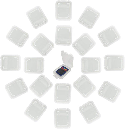 Plastic Memory Card Storage Case Compatible with SD MMC/SDHC PRO Duo White (20 PCS)