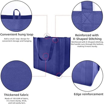 6 pack Reusable Grocery Bags,Thick Bottom-Shopping Bag for Groceries
