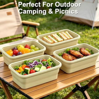 Collapsible Food Storage Containers with Airtight Lid & Vent Valve, 40.5oz